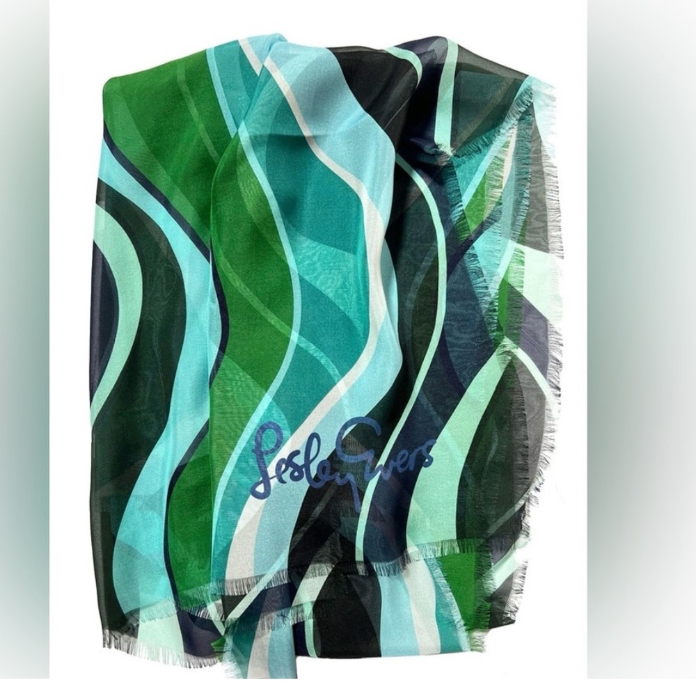 Lesley Evers ESME silk scarf in Blue Wave